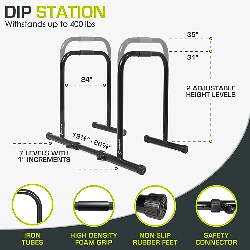 ProsourceFit Dip Stand Station, Heavy Duty Ultimate Body Press Bar with Safety Connector for Tricep Dips - color: Black, style: Lite