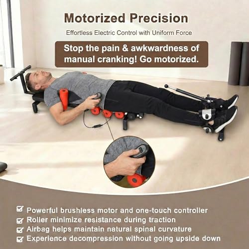 Spinal Decompression Machine Lumbar Traction Table for Back Pain Relief | Motorized lumbar traction system, spinal stretching device for sciatica and herniated disc relief, posture improvement