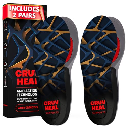 2 Packs of Work Orthotic Insoles - Anti Fatigue Medium Arch Support Shoe Insert Men Women - Plantar Fasciitis Flat Feet - Relieve Foot Pain - Work Boot Insoles Standing All Day (XL, Blue) - color: 2 Pairs - Blue, size: XL(Men 11-13.5||Women 12-14.5)