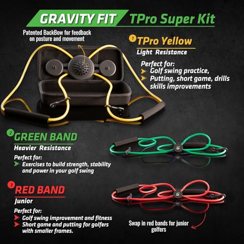 Golf Swing Performance Trainer Aid | Golf Swing Trainer Trusted by PGA Coaches | Backed by 30 Years Research | Elevate Your Golf Training | Enhance Strength, Stability, Rotation & Posture - style: Super Kit - 3 bands for golf skills, strength and juniors