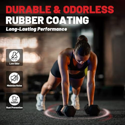 PAPABABE HEX Dumbbell Set 2.5-125lb, Rubber Encased Home Gym Dumbbells, Exercise & Fitness Weights Dumbbells for Women & Men, Hand Weight for Strength Training - size: 60 lb, Pair, style: Chrome Handle