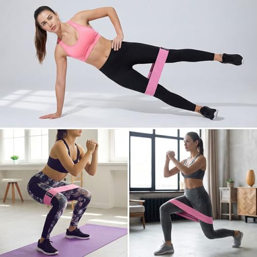 6 Pcs Fabric Resistance Bands for Working Out Non-Slip Exercise Bands with Booty for Legs and Butt Home Gym Pilates Stretching Men and Women