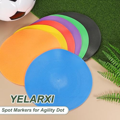 Spot Markers for Agility Dot, Non-Slip Poly Spots Floor Dots Flat Field Soccer Training Equipment 9 in & 8 Pcs & Blue -Fitting for (Gym/Sports/Training/PE Games/Dance)