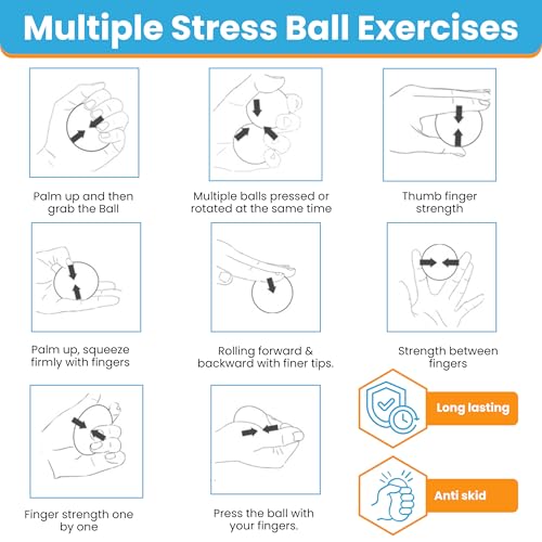 Premium Hand Exercise Balls - Set of 4 for Carpal Tunnel Stress/Pain Relief, Stress Balls for Kids & Adults, Squeeze Balls for Hand Therapy/Arthritis - Hand Squeezers for Strength