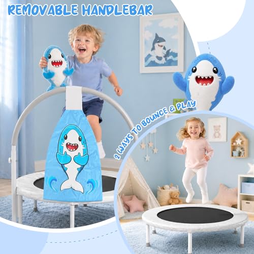 36" Toddler Trampoline, 3FT ASTM Certified Foldable Mini Trampoline for Kids with Animal Pattern, Kids Trampolines Indoor with Foam Handle, Gifts for Boys&Girls