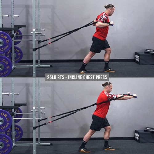 Valor Fitness Resistance Bands - 5lb to 25lbs - Carabiners Attached & 2 Bands per Weight Option with Handles– Sheath Covered - Strength Training New Compact 39" Design - Wall Door Rack Mount Options - color: Black - Set of 20 & 25lb Pairs