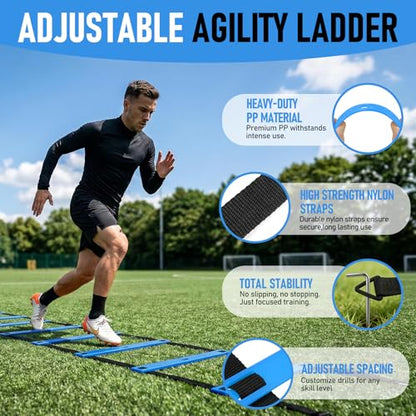 Agility Ladder,Soccer Training Equipment Set,Speed & Agility Training - color: Blue