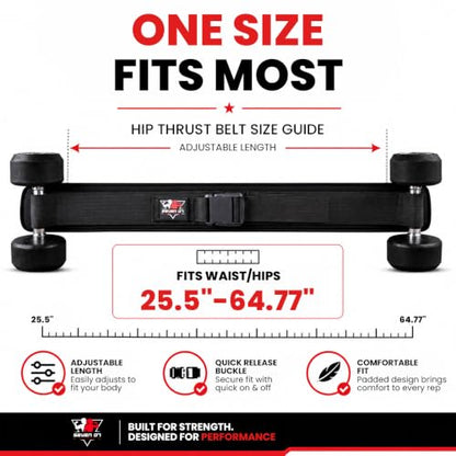 Hip Thrust Belt for Dumbbells Kettlebells & Barbell Plates – Adjustable Neoprene Glute Bridge Belt – Supports 600 LBS – Anti-Slip Hip Pad Workout Equipment for Women Men Home Gym