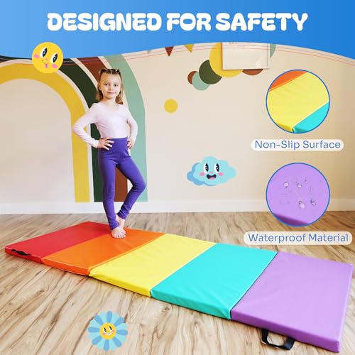 New Bounce Tumbling Mat for Kids - Gymnastics Mat - Folding Exercise Tumble Mat for Home Gyms - color: Tumbling Mat