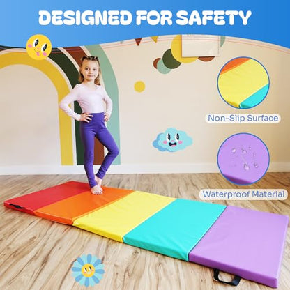 New Bounce Tumbling Mat for Kids - Gymnastics Mat - Folding Exercise Tumble Mat for Home Gyms - color: Tumbling Mat