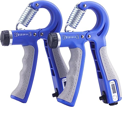 Hand Strengthener Grip 2 Pack, Hand Exercisers for Strength with Adjustable Resistance 10-130 Lbs,Hand Grip,Grip Strength Trainer for Muscle Building and Injury Recover
