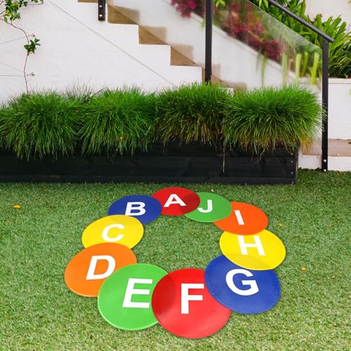Agility Floor Dots 10 Pack 9.06 inch (23cm) PVC Non Slip Sport Training Markers for Soccer Dance