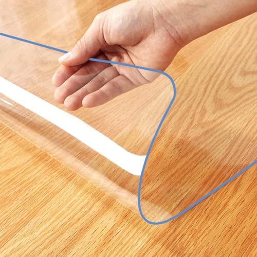 16X32 Inches Clear Office Desk Pad Mat Blotter Vinyl Table Cover Wood Furniture Screen Protection Plastic Tablecloths Coffee Table Protetcor Cover Mat Cabinet Kitchen Countertop Pad Crystal - color: New Version Clear 1.5mm, size: 16" x 32"