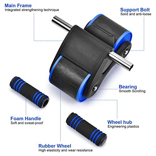 Automatic Rebound Abdominal Wheel, Ab Roller Wheel with Automatic Rebound Assistance Resistance Springs Ergonomic Handle, Abdominal Wheel Roller with Knee Pads, Ab Wheel Roller for Core Workout…