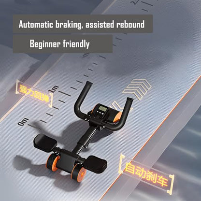 LOUXIFENG 2024 New ab Wheel Roller with Elbow Support Adjustable Automatic Rebound Abdominal Wheel Roller for Core Work Out Fitness