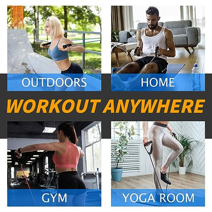 Resistance Bands with Handles for Working Out Women and Men, Exercise Bands with Door Anchor, Stretch Bands for Home Workouts, Simple Guide Included