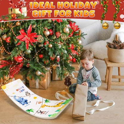 Balance Board for Kids Adult, 35inch Wobble Balance Board Balance Trainer With Anti-slip Felt Pads Animal Prints Suitable for Home Office, Teeter Popper Rocker Board Open Ended Toys