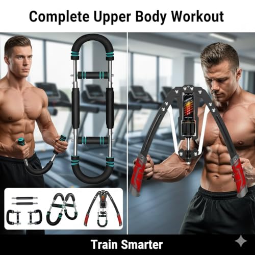 Hydraulic Twister Arm Trainer Chest Workout Duo Set – Adjustable Resistance 22/60 - 440 lbs, Home Gym Full Upper-Body Workout Strength Training – Portable Arm, Chest & Shoulder Workout at Home Gym