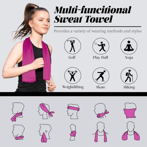 4 Pack Cooling Towels, Soft Breathable Cooling Towels for Neck and Face - color: Blue/Green/Pink/Black