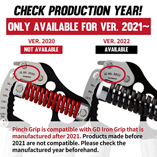 GD Pinch Grip for GD IRON GRIP EXT model, Finger Strengthener Hand Grip Exerciser Strengthener Premium Adjustable Hand Gripper for Climber