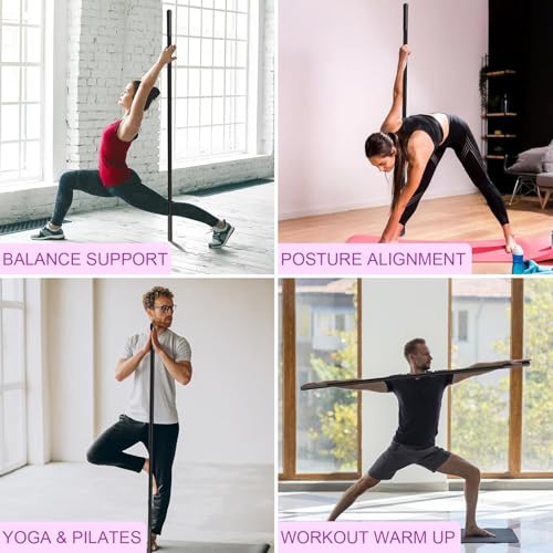 5ft Yoga Stick - Sturdy Steel Adjustable Stretching Stick for Mobility,Flexibility & Balance | Non-Slip Ends & Foam Handles | Exercise Pole for Fitness,Physical Therapy,Posture Correction
