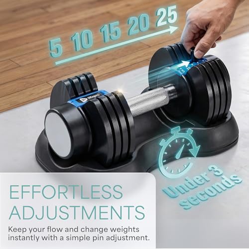 Lifepro Adjustable Dumbbells & Weights for Home Gym, Quick-Adjust - color: Black & Blue