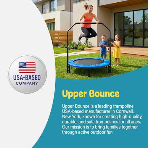 Machrus Upper Bounce Mini Rebounder Trampoline for Adults and Kids, Exercise, Indoor Fitness, Foldable Round Jumping Exerciser, Supports up to 220 lbs