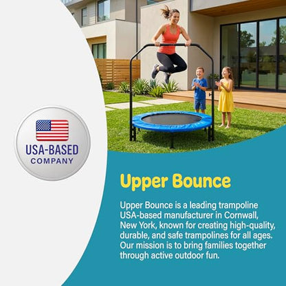 Machrus Upper Bounce Mini Rebounder Trampoline for Adults and Kids, Exercise, Indoor Fitness, Foldable Round Jumping Exerciser, Supports up to 220 lbs