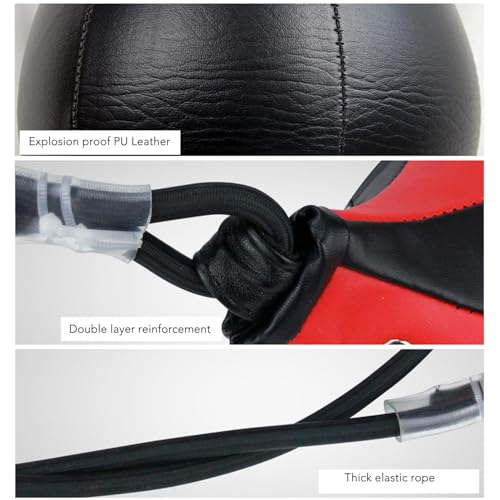 Double End Punching Ball, PU Leather Speedbag Pear Hanging Speed Punching Bags Boxing Training Ball Equipment for Reaction Eye Coordination Training