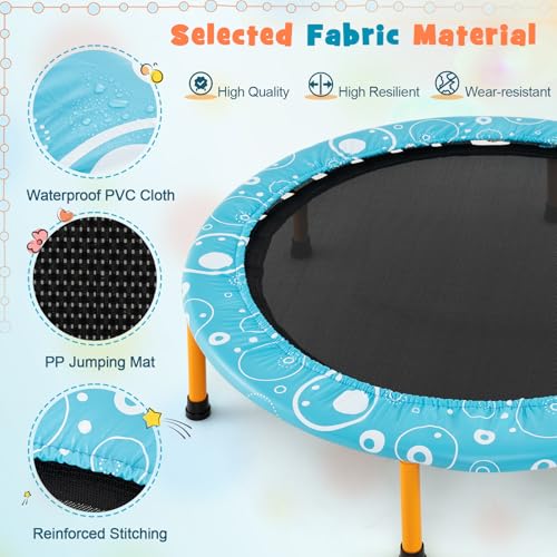 KOTEK 36 Inch Toddler Trampoline, Foldable Mini Recreational Trampoline with Handle & Safety Padded Cover, ASTM Approved Small Baby Trampoline, Indoor Trampoline for Kids, Max Load 330 Lbs - color: Orange
