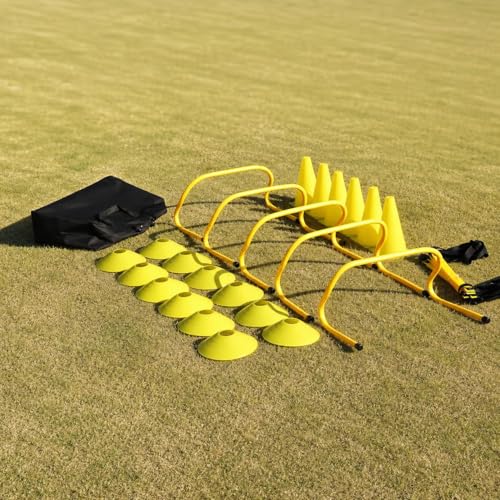 Agility Ladder, PVC Soccer Training Equipment Set, Speed Ladder with Carry Bag, Yellow and Black Agility Training Equipment