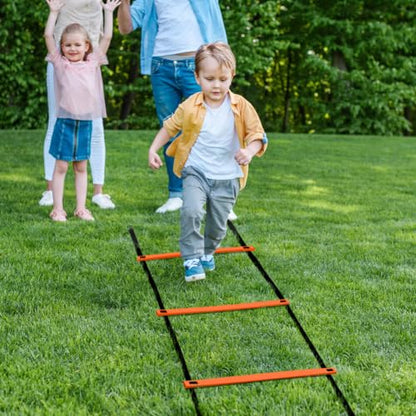 GHB Pro Agility Ladder 2 Pack Agility Training Ladder Speed 12 Rung 20ft with Carrying Bag (Orange and Green)