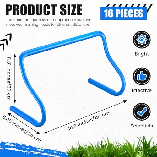 Seenelling 16 Pcs 12" Speed Agility Training Hurdles Large Size Detachable Agility Hurdles Hurdles Training Equipment Set for Athletes Soccer Basketball - color: Blue
