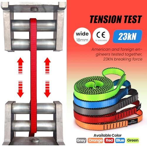 18MM Nylon Climbing Slings Runners 23 kN Strong Webbing Straps for Rock Climbing, Rappelling, Swing, Yoga Hammock etc - color: 2PCS Red, size: 24inch/60cm