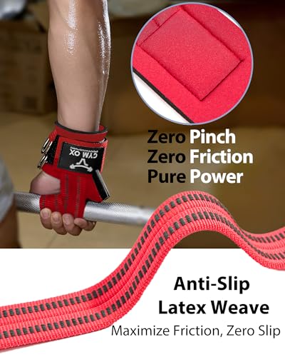 2-in-1 Weight Lifting Straps with D Ring, 7mm Neoprene Padded Wrist Support for Men & Women, Heavy Duty Gym Wrist Straps & Cable Machine Attachment for Gym, Powerlifting, Rows, Pull-ups