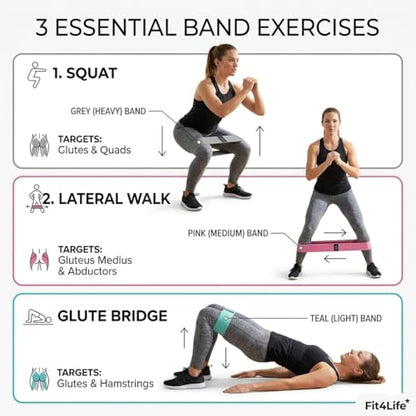 Booty Bands, Fabric Resistance Bands for Working Out, 4-Level Non-Slip Workout Bands with Exercise Guide, Hip and Glute Training Equipment for Home Gym, Teal Pink Gray Black