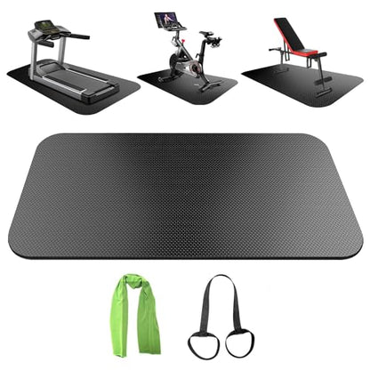 Treadmill Mat,Bike Mat Compatible with Peloton Bike Elliptical Treadmill,Folding Pad Exercise Equipment Under Exercise Trainer Pad for Stationary Indoor Spin - size: 60"L x 23.6"W x 0.2"Th