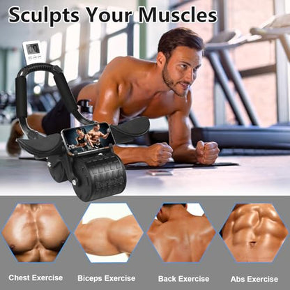 2026 Upgraded Ab Roller Wheel with Knee Mat &Timer - Automatic Rebound Abdominal Wheel with Elbow Support, Abs Workout Equipment for Core Strength Training, Ab Exercise Roller for Women Men