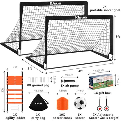 Soccer Goal, Kids Soccer Goals for Backyard Set of 2, 4 x 3ft Soccer Net Training Equipment, Pop Up Toddler Soccer Goal for Outdoor Indoor Sports Games