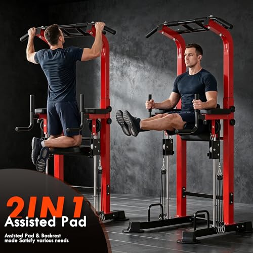 SogesPower Power Tower Dip Station Pull Up Bar for Home Gym Multi-Function Adjustable Height Strength Training Workout Equipment