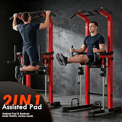 SogesPower Power Tower Dip Station Pull Up Bar for Home Gym Multi-Function Adjustable Height Strength Training Workout Equipment