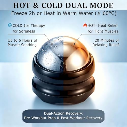 Massage Ice Roller Ball Cold & Heat Therapy Tight and Sore Muscles Relief - color: Black-02