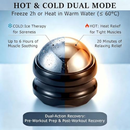 Massage Ice Roller Ball Cold & Heat Therapy Tight and Sore Muscles Relief - color: Black-02