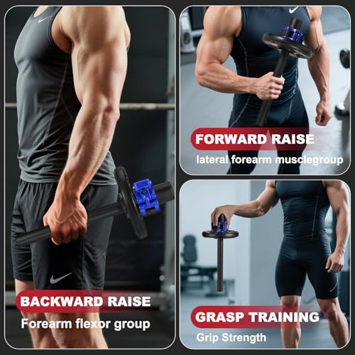 Forearm Strengthener & Forearm Exerciser, Wrist Exerciser Bar with a Barbell Clamps, Wrist Curl and Rotation Strength Trainer, Ideal for Grip Strength, Forearm Muscle Building