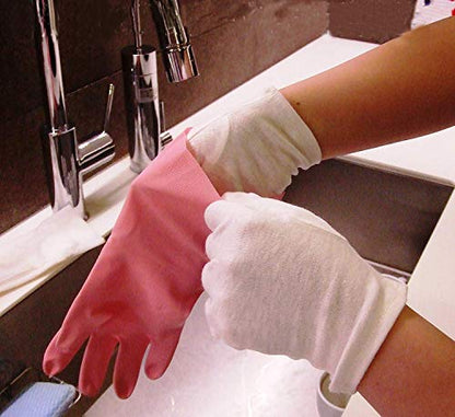 12Pairs White Cotton Gloves for Eczema Dry Hands - Breathable Moisturizing SPA Gloves Liners - Soft Jewelry Photo Inspection Gloves Stretchy Fit for S, M, L Hands of Men and Women