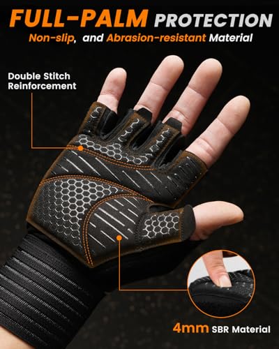 ATERCEL Gym Gloves for Men with Wrist Support, for Workout Weight Lifting - size: X-Large