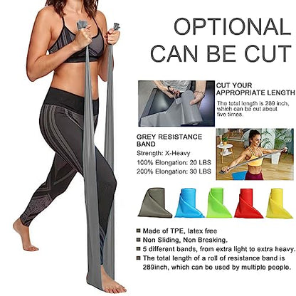 Resistance Bands Professional Bulk Rolls. Elastic Physical Therapy Band. Resistance Bands Elastic Exercise Bands for Recovery, Physical Therapy, Yoga, Pilates, Rehab,Fitness - color: Gray - X-Heavy