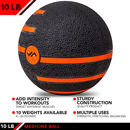 JFIT Dual Texture Medicine Ball – Weighted Exercise Ball for Strength, Core & Functional Fitness Training - style: 10lb