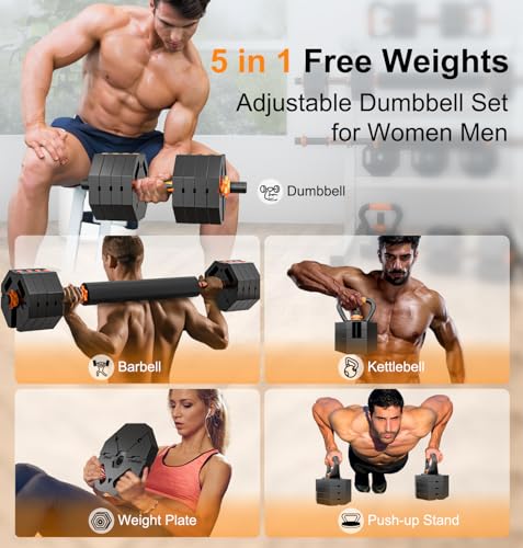 Adjustable Dumbbell Set 20LBS 30LBS 40LBS Weights Set for Men Women - style: 40 LBS