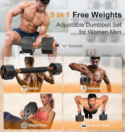 Adjustable Dumbbell Set 20LBS 30LBS 40LBS Weights Set for Men Women - style: 40 LBS